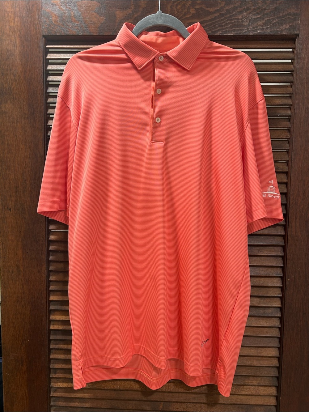 Men's Greg Norman Old Waverly Golf Course Coral Short-Sleeve Golf Polo